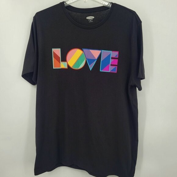 Old Navy Soft Washed Black Multicolored "LOVE" Graphic T-shirt - Picture 2 of 6